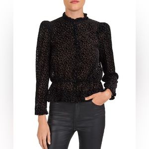 The Kooples Leopard Sheer Devore Top, Size 1/Small